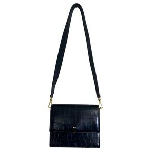 Jw Pei Black Croc Embossed Vegan Leather Crossbody Bag